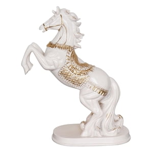 Bothyi - Estatua De Caballo Moderna, Estatuilla De Resina Feng Shui Para Mesa, Gabinete De Vino, Ornamento Blanco