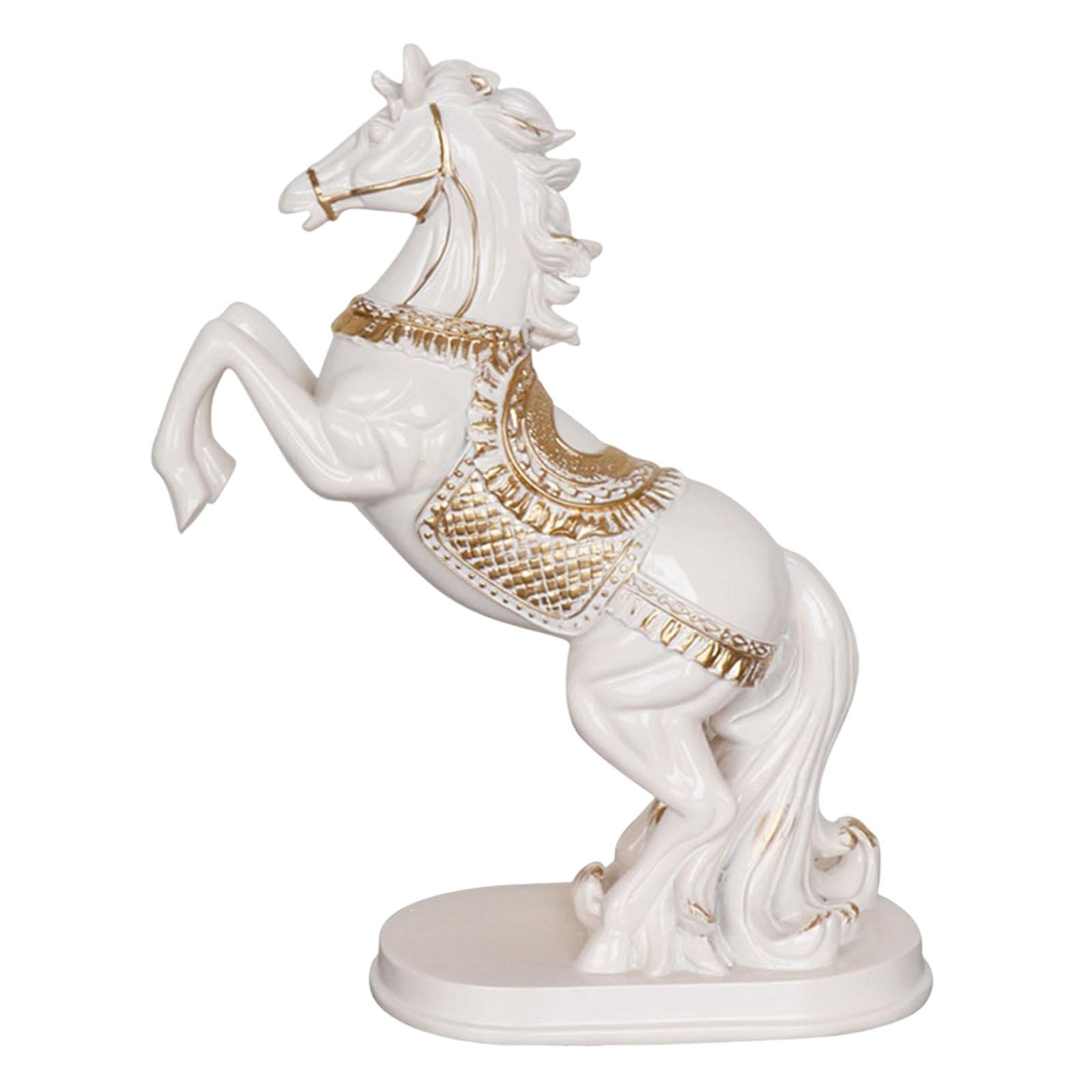 Bothyi - Estatua De Caballo Moderna, Estatuilla De Resina Feng Shui Para Mesa, Gabinete De Vino, Ornamento Blanco