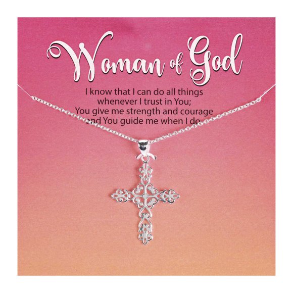 Collar Dicksons Woman Of God Cross de acero inoxidable de 18 pulgadas