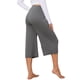 thumbnail image 3 of INSPIRE CHIC Pantalones Capri para Mujer de Cintura Alta Verano Casual Pierna Ancha Pantalones de Yoga para Viajar Gimnasio Ejercicio M Gris Oscuro, 3 of 6