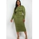 thumbnail image 1 of Vestido Midi De Manga Larga Fruncido De Talla Grande, 1 of 2