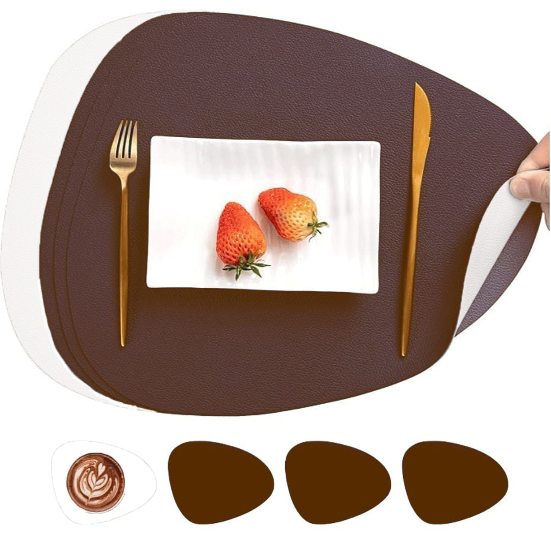 Aura Zeus - Set 4 Individuales + 4 Posavasos Impermeables Antimanchas 2 En 1