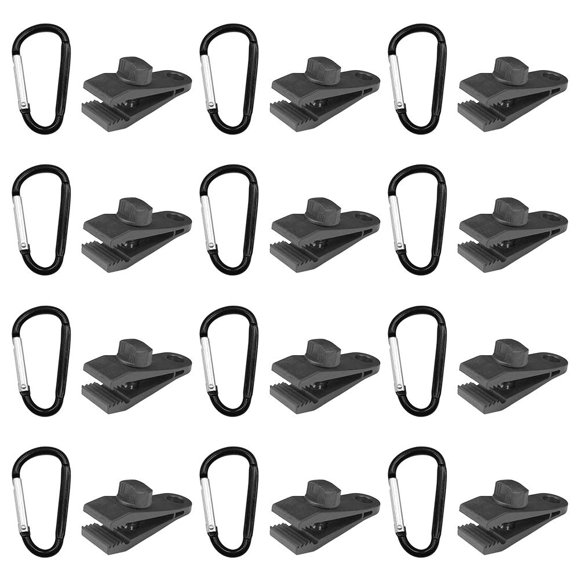 Clips de lona CLIO Heavy Duty Lock Grip con mosquetón, 24 unidades