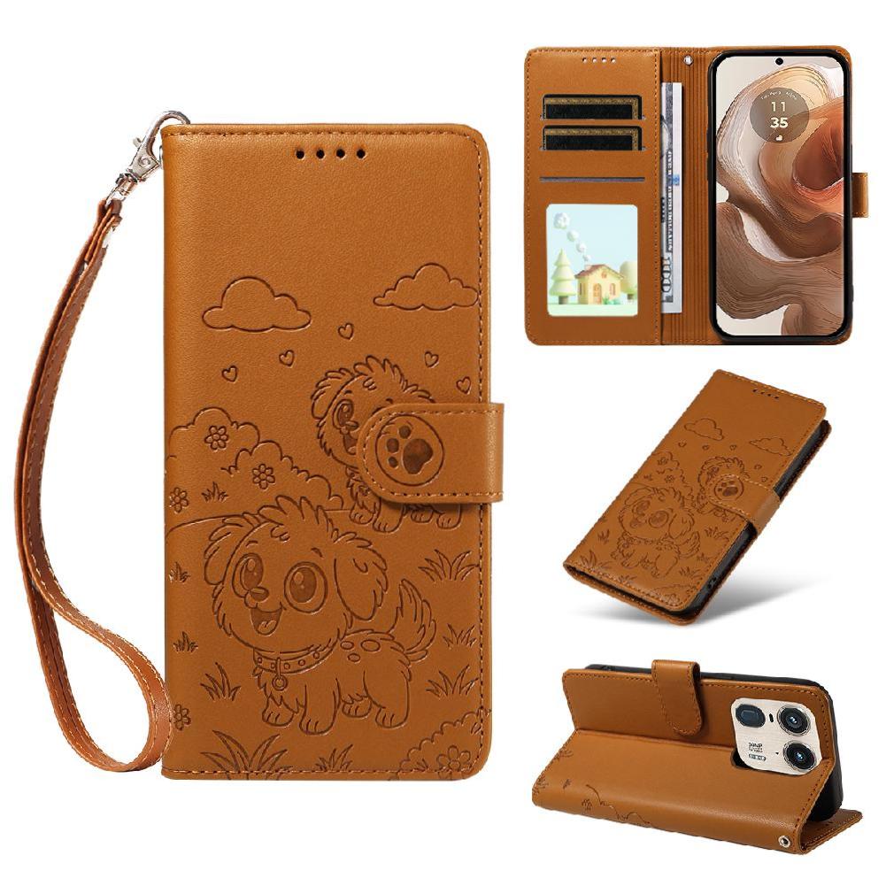 Funda Billetera Foxdock Compatible Con Motorola Edge 50 Ultra 5G, Diseño Perrito Tierno, Ranuras Para Tarjetas Y Soporte Plegable
