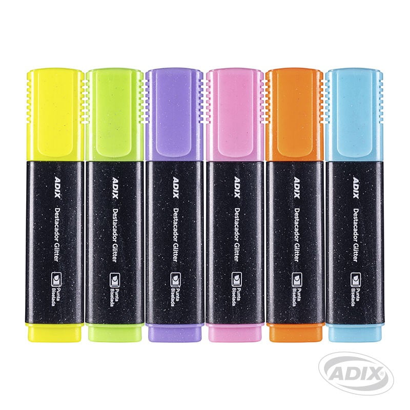 Destacador Glitter Pastel 6 Colores (022) Adix