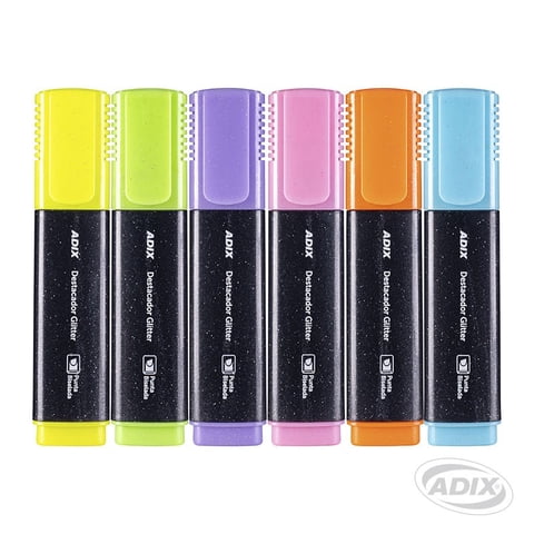 Destacador Glitter Pastel 6 Colores (022) Adix