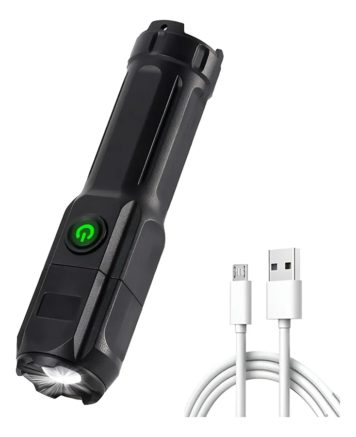 Genérico - Linterna Led Tactica Recargable De Mano Zoom 500Mts Usb