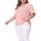 thumbnail image 4 of Agnes Orinda Blusa de Mujer Talla Grande Manga Corta Cuello Redondo Algodón Lino Blusas Camiseta 1X Rosa, 4 of 6