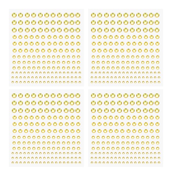 Uxcell 660 Pcs Pegatina de Diamante de Acrílico, 4 Tamaños 3/4/5/6mm Piedras de Gemas Autoadhesivas para Cara, Joyería Brillante para Arte de Uñas, Oro Claro