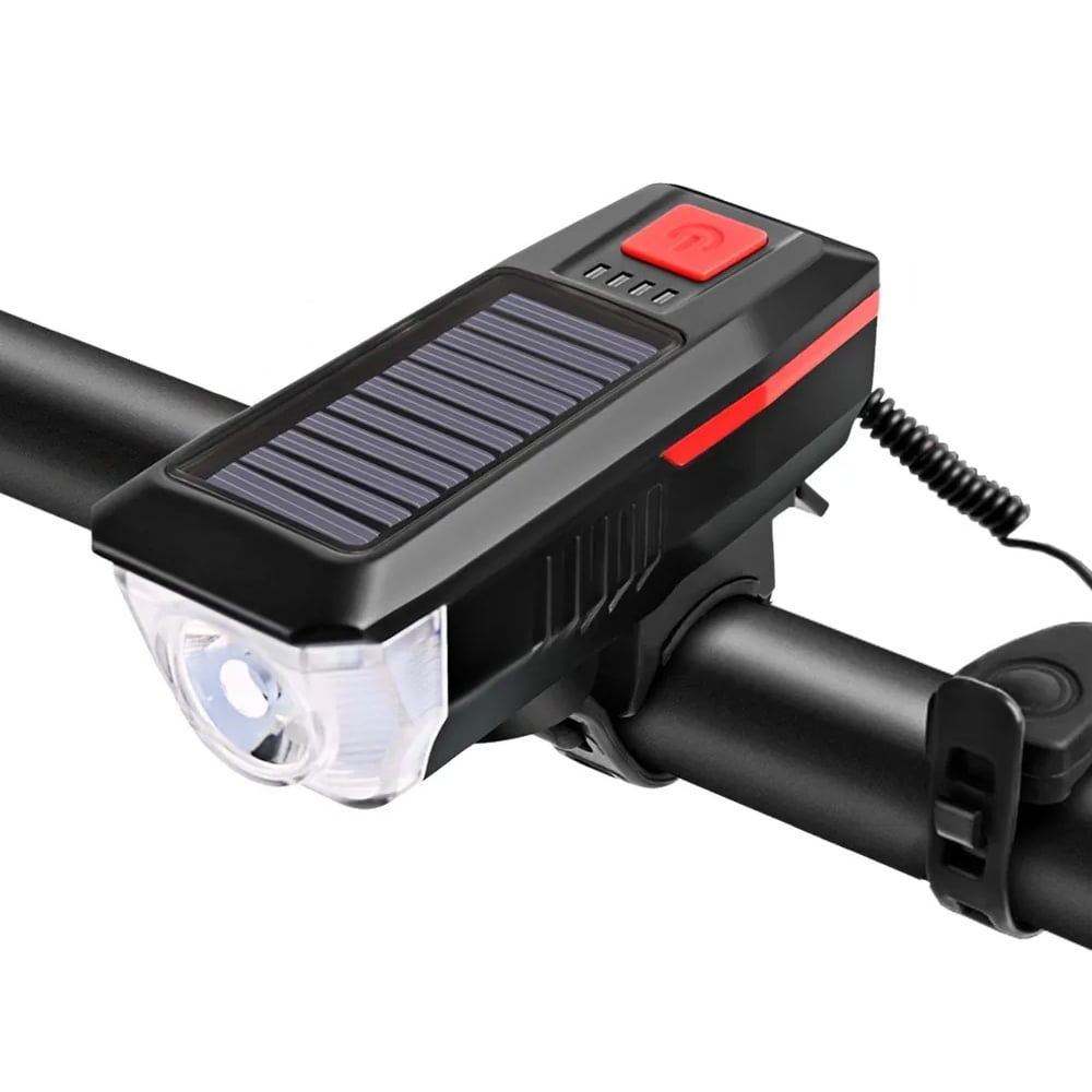 Frc - Luz Para Bicicleta Solar Delantera Con Bocina Roja