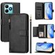 thumbnail image 3 of Funda tipo cartera para Realme Narzo N53 4G con bolsillo con cremallera, tarjetero, soporte, correa para la muñeca y tapa de cuero Negro, 3 of 5
