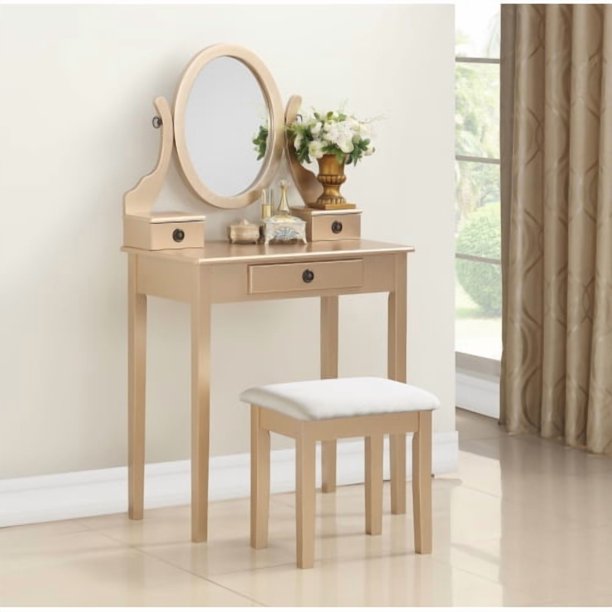 oniys Madera Moniya Maquillaje Vanidad Mesa y Taberno Conjunto
