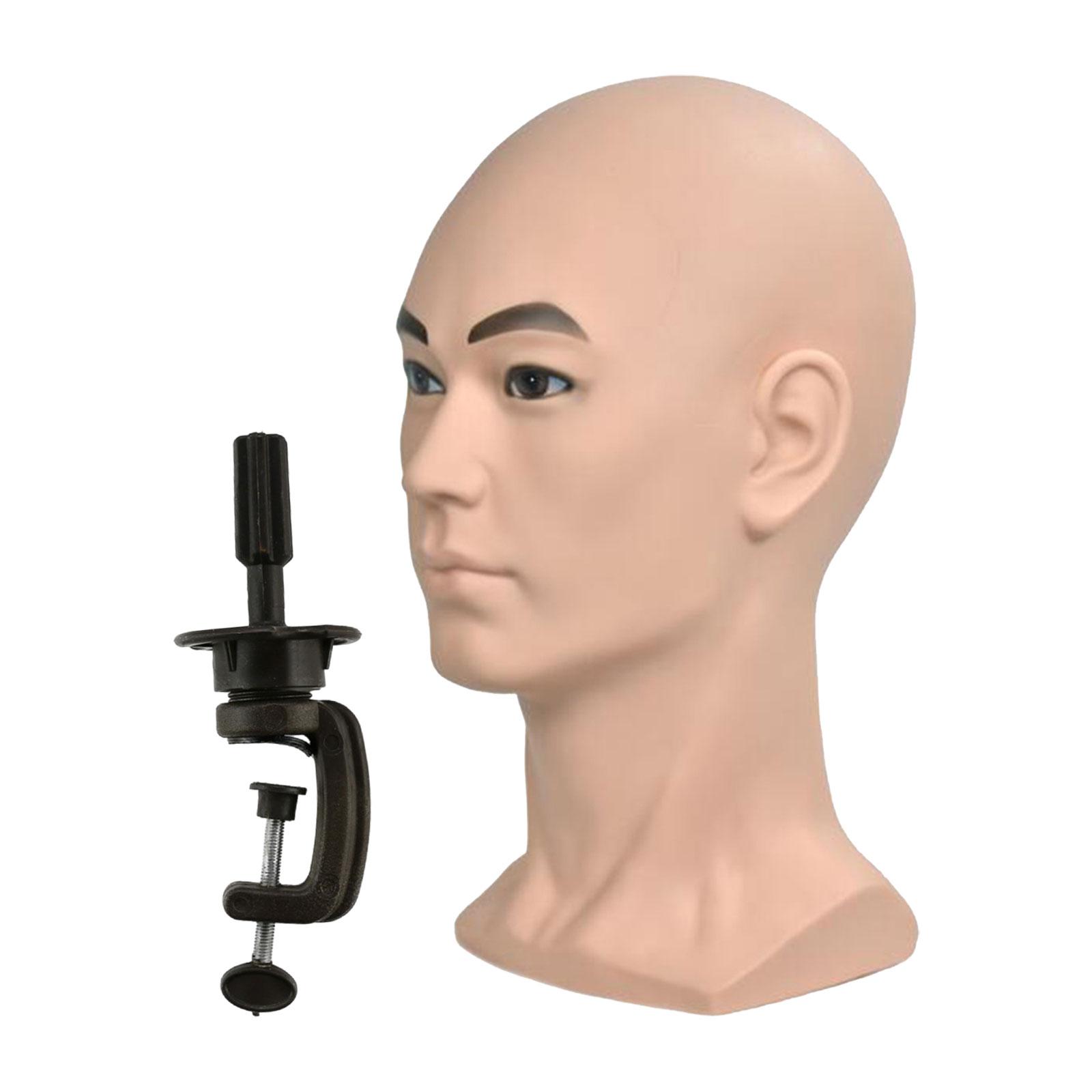 Magideal - Cabezas De Maniquí Masculino Con Abrazadera De Mesa, Soporte De Exhibición, Modelo De Cabeza Duradera, Cabeza De Entrenamiento Para Fabricación De Pel
