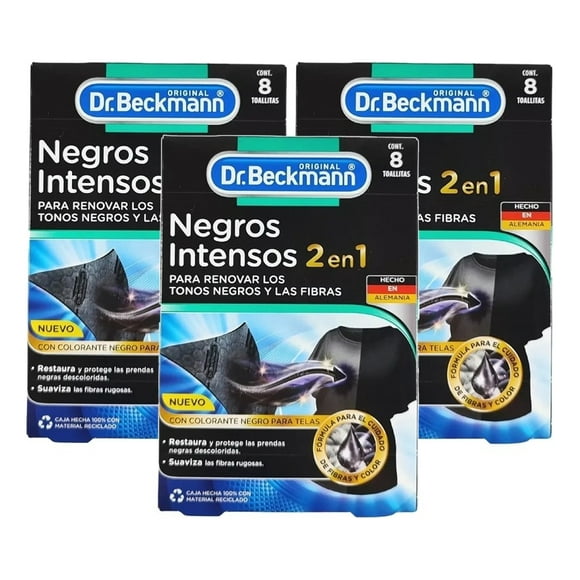 Pack x 3 Negros Intensos en Toallitas Dr. Beckmann 8 Unidades