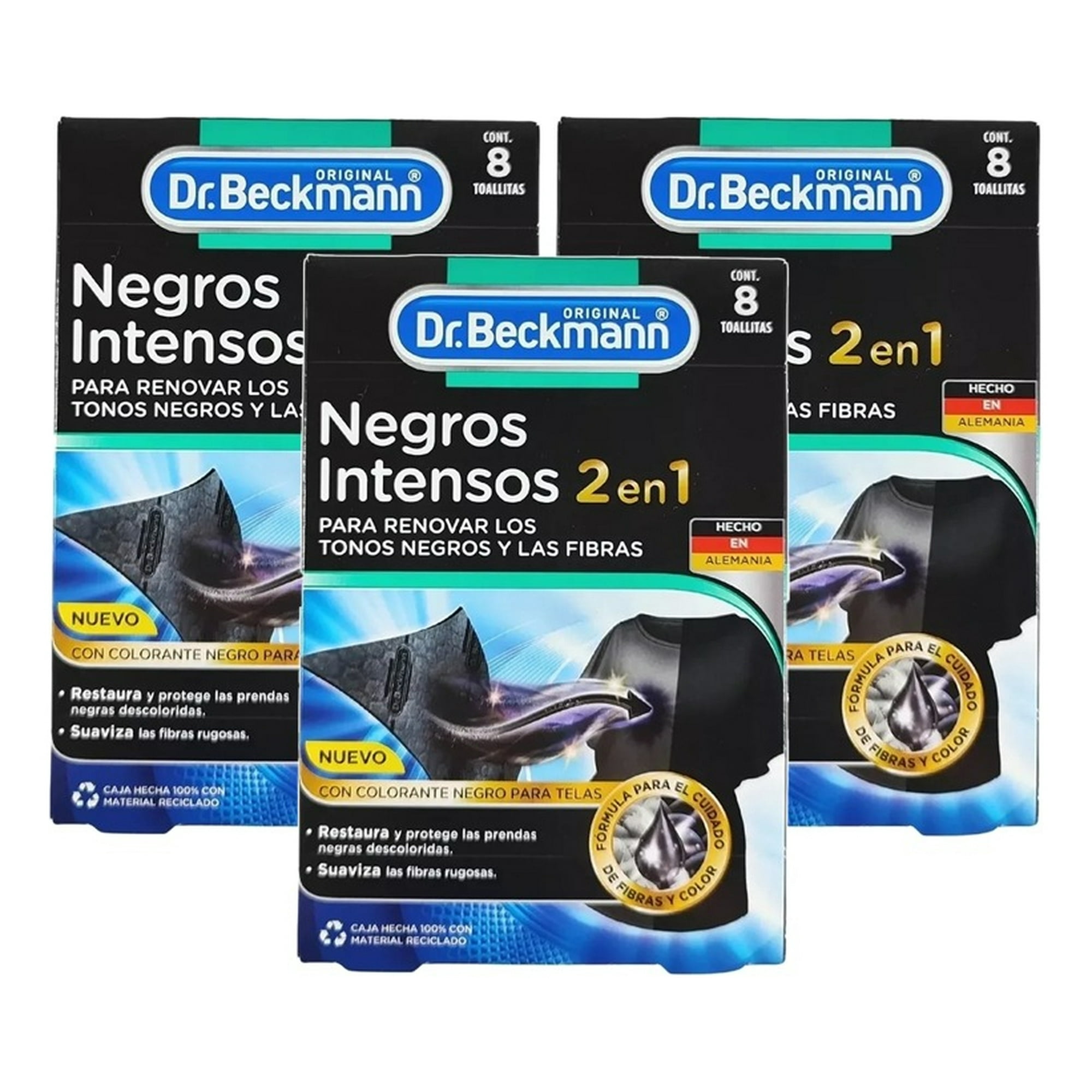 Pack X 3 Negros Intensos En Toallitas Dr. Beckmann 8 Unidades