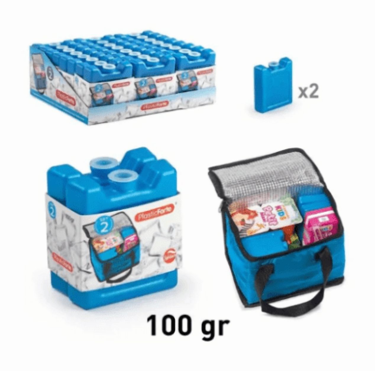Genérico - Set 2 Acumulador De Frio 100G Azul Metalizado