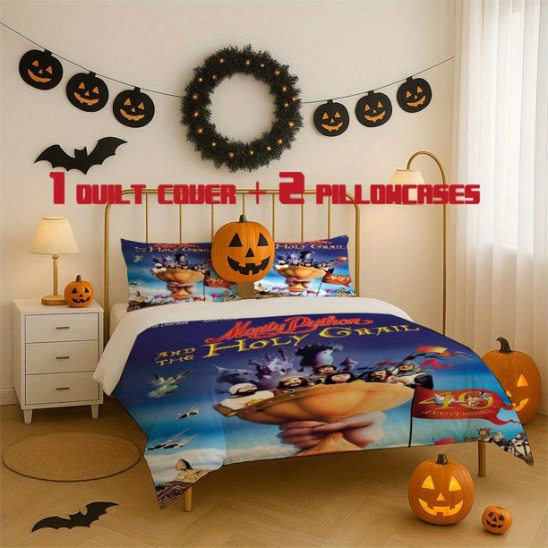 3pcs "Monty Python and the Holy Grail" Style Printed Bedding Set Soft Duvet Cover with 2 Pillowcases All Season Comfort