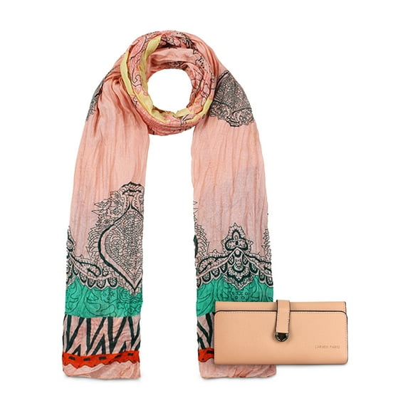 Pack Bufanda Alcala Coral + Billetera Nápoles Rosa
