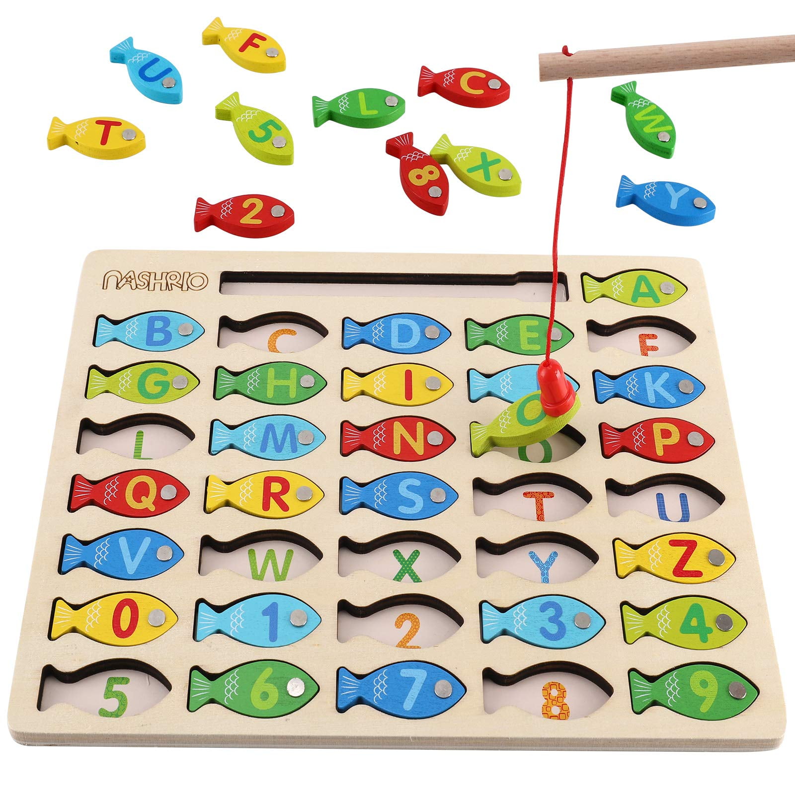 Juguete Magnético De Madera Para Juego De Pesca Nashrio Alphabet De 3 A 5 Años