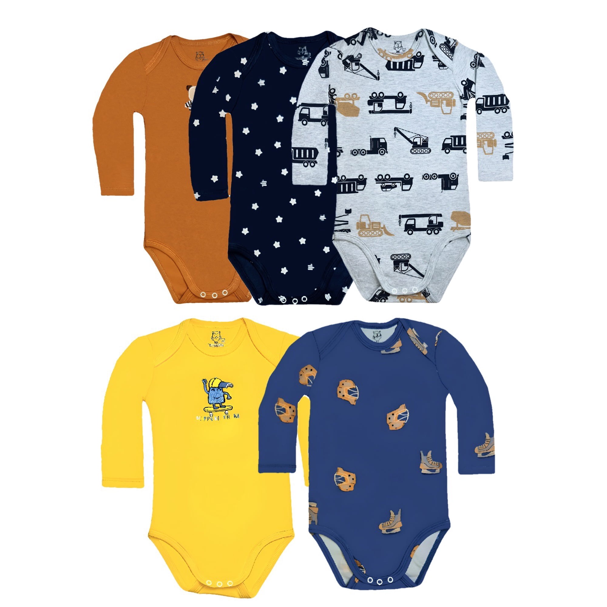 Bebepelu - Pack 5 Bodys Manga Larga Bebe Surtido Niño 36 Meses