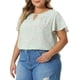 thumbnail image 4 of GRACIA Y GRANDEZA Blusa de Chifón Floral con Cuello de Ojal y Mangas Cortas Acampanadas para Mujer Talla Grande 5X Verde Claro, 4 of 7