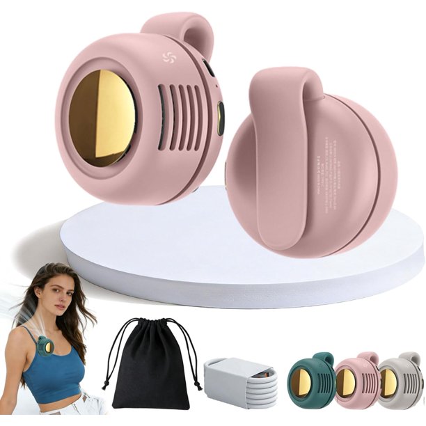 Miniventilador clip Interactik pequeño torbellino cintura cuello 3 velocidades batería 6h