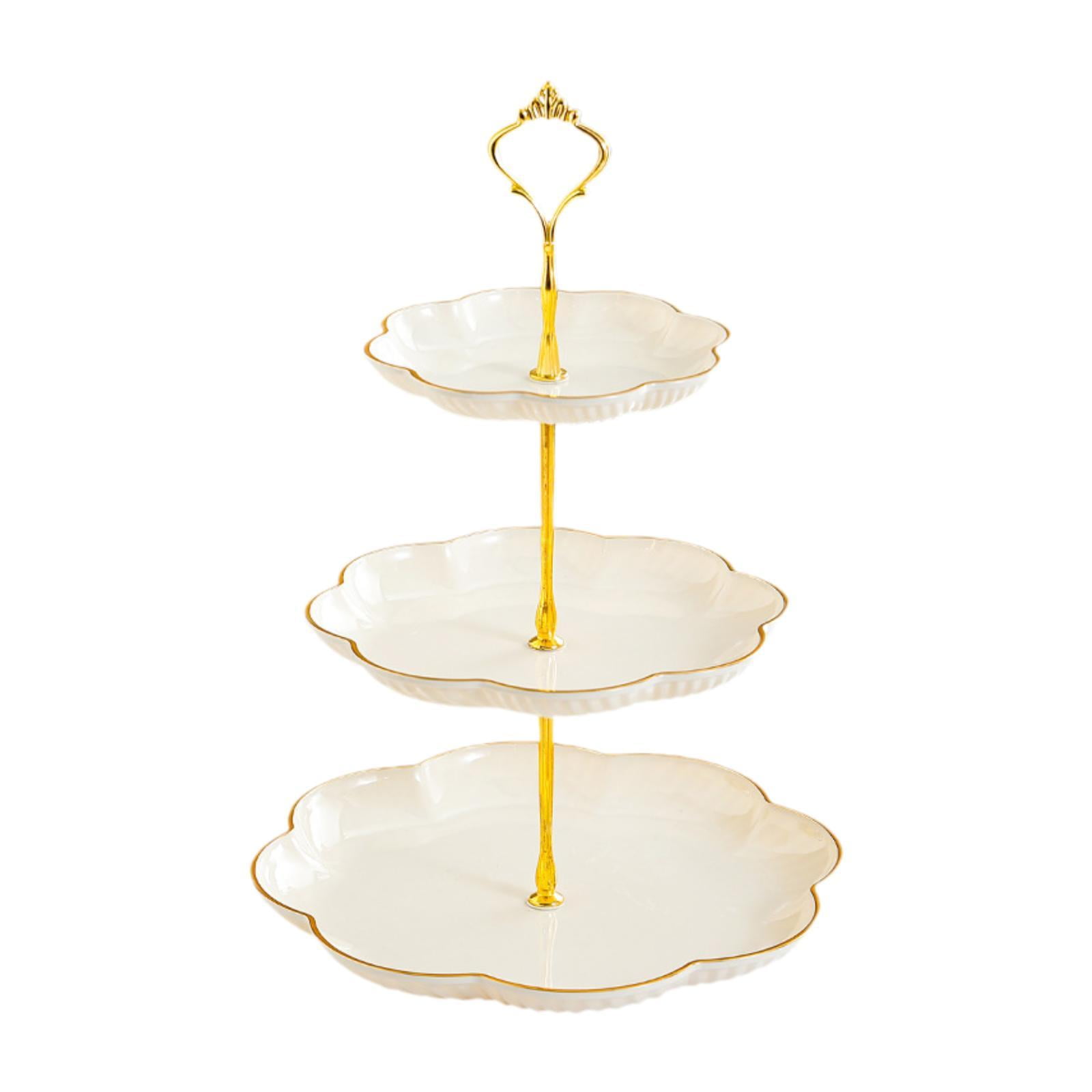 Magideal - Soporte De Exhibición Para Magdalenas De 3 Niveles, Bandeja Para Servir, Soporte De Exhibición Para Pastelería De 3 Niveles, Lujoso Soporte De Exhibic Blanco