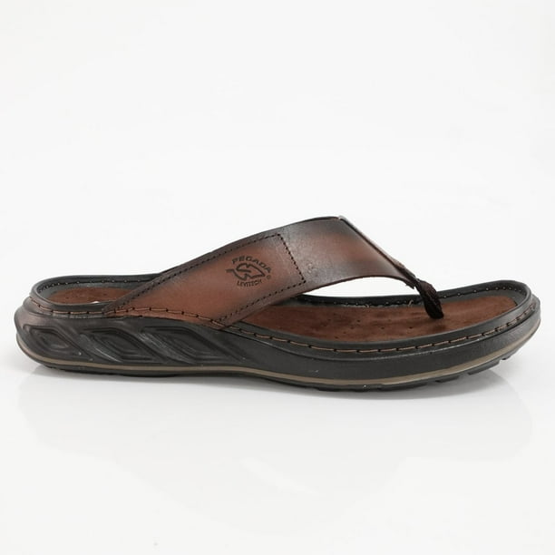 SANDALIAS OJOTAS PEGADA DE CUERO CAFÉ CLARO (HOMBRE) | 134103-02 - Talla 43