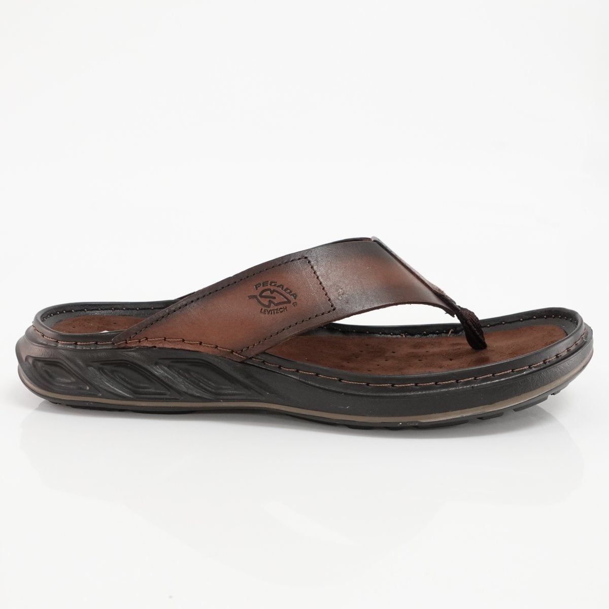 Sandalias Ojotas Pegada De Cuero Café Claro (hombre) | 134103-02 - Talla 42