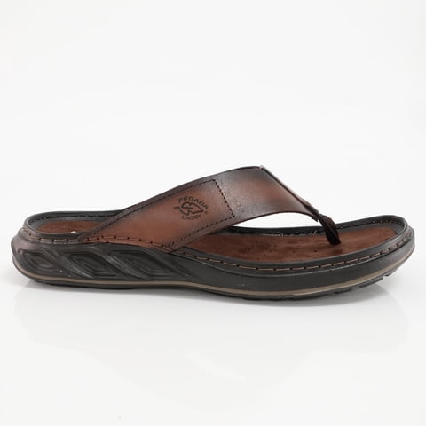 Sandalias Ojotas Pegada De Cuero Café Claro (Hombre) | 134103-02 - Talla 42