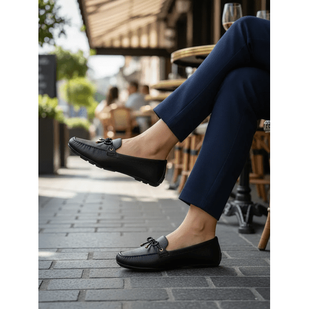 Mocasín Detalle Cinta Extra Acolchado Negro