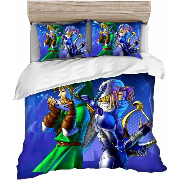 Zelda Children's Bedding Set with Pillowcase, Microfiber Digital Print D with Chain Zipper, Duvet Cover