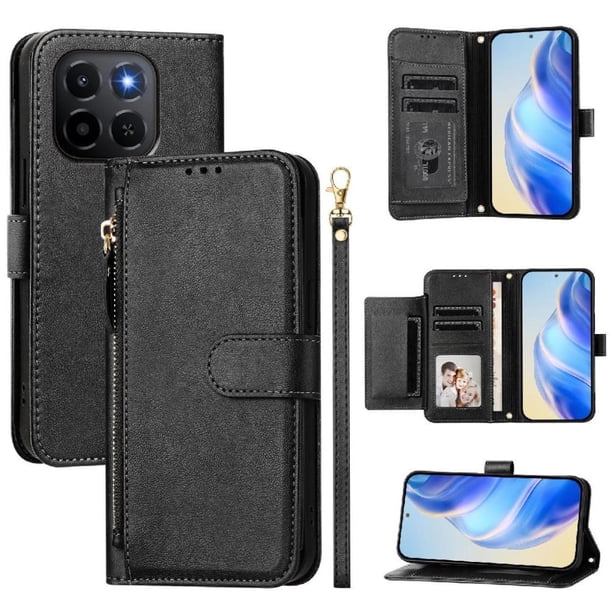 FOXDOCK Funda Tipo Cartera para Realme P4 Cuero PU con Cremallera y Correa de Muñeca, Ranuras para Tarjetas, Soporte Plegable, Cierre Magnético