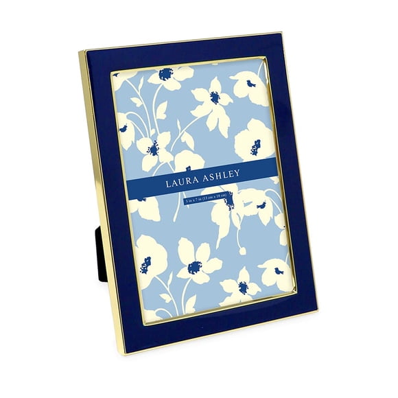 Marco de fotos Laura Ashley 5x7 Azul marino esmaltado con borde dorado