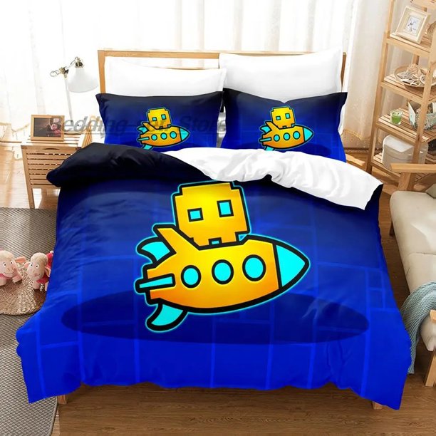 Angry Geometry Dash Bedding Set Single Twin Full Queen King Size Bed Set Aldult Kid Bedroom Duvetcover Sets 3D Print New 2022