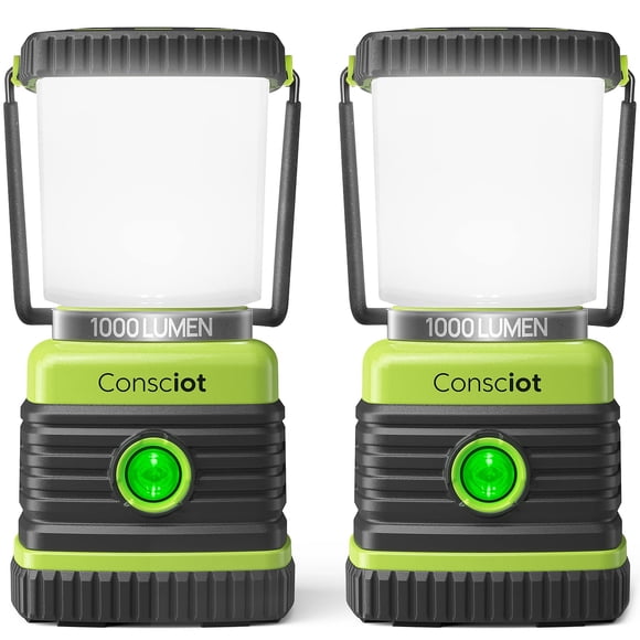 Farol de camping Consciot 1000LM, 4 modos de luz IPX4, paquete de 2