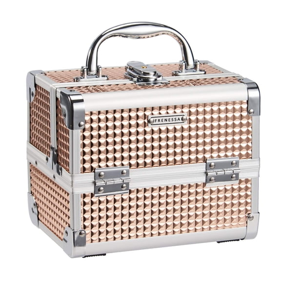 Estuche de Viaje para Maquillaje FRENESSA Caja Cosmética Portátil Dorado Rosa