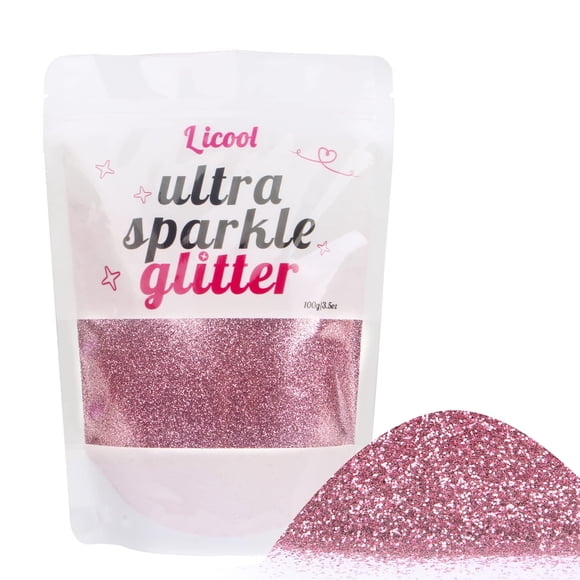 Rubor rosa extrafino con purpurina para decoración de uñas LICOOL GLITTER, 100 g