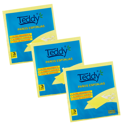 Paño Esponja Teddy 3 Pack 3 Unidades Ultra Absorvente