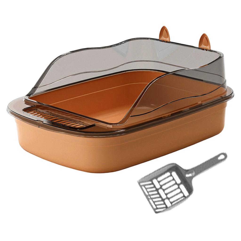 Ioensy - Caja De Arena Para Gatos Abierta, Orinal Grande Con Forma De Dibujos Animados, Caja De Arena Para Gatos, Bandeja De Arena Para Gatos, Marrón