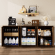 thumbnail image 2 of 67-inch modern wavy sideboard, curved contour design storage cabinet, 6-door cabinet with storage function, suitable for kitchen / bedroom / living room, Walnut, 67.0"L x 15.7"W x 27.7"H, 2 of 3