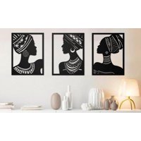Genérico - Cuadros Damas Africanas Pack 3 Unidades