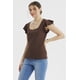thumbnail image 2 of Polera Mujer Con Vuelo Escote Cuadrado Chocolate, 2 of 4
