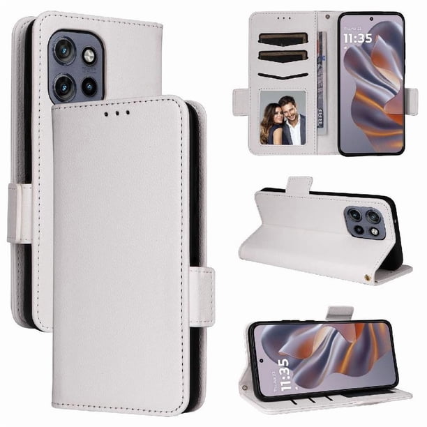 Funda Cartera para Motorola MOTO Edge 50 Neo 5G Tapa Flip con Ranuras y Soporte Blanco