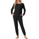 thumbnail image 1 of INSPIRE CHIC Conjunto de Salón para Mujer, Sudadera de Manga Larga con Cuello Redondo y Pantalones Jogger con Cintura Elástica, Conjunto de 2 Piezas XL Negro, 1 of 5