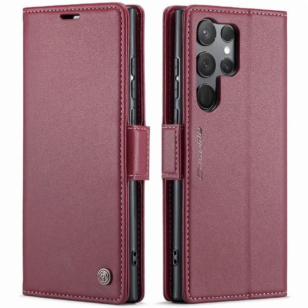 CaseMe tipo cartera Samsung Galaxy S23 Ultra con cierre magnético, RFID, tarjetero, soporte, carga inalámbrica