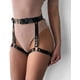thumbnail image 3 of Arnés de cadena corporal de cuero punk, cinturón de cadena para la cintura, joyería corporal, cadena de pierna negra, liga sexy y linda, cadena de campaña para mujeres y niñas, 3 of 7