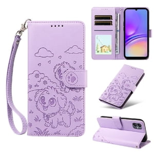 Funda Billetera Foxdock Compatible Con Samsung Galaxy A05, Diseño Perrito Tierno, Ranuras Para Tarjetas Y Soporte Plegable