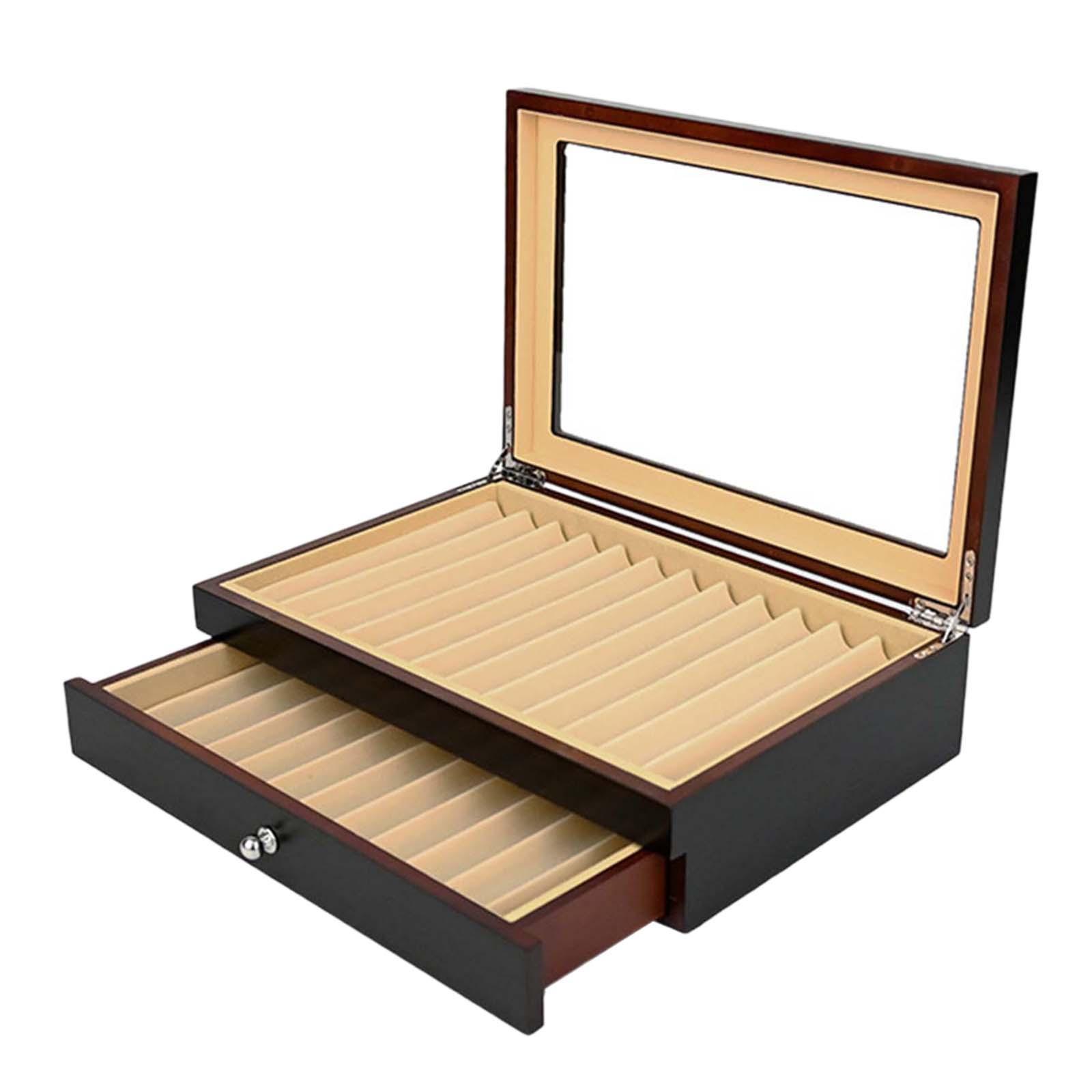 Bothyi - Caja De Exhibición De Madera Organizador De Almacenamiento De Pluma De Regalo Para La Oficina De Acción De Gracias Home Black