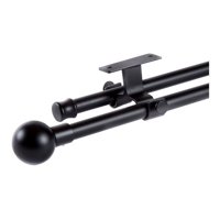 Metalhsa - Set Barras Para Cortina Doble 16/19 Mm Extensible 170-320 Cm A Techo Negro Bola